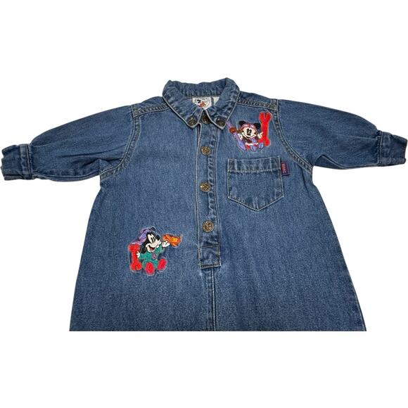 RARE Mickey & Co Disney 6-9 Mos Denim Long Sleeve Overalls Embroidered Mickey - Picture 2 of 14